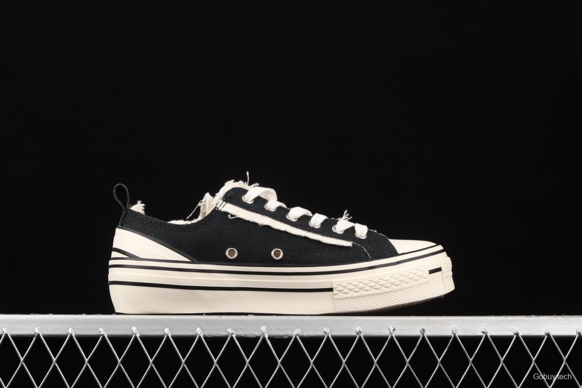 IMPACT x VESSEL G.O.P. LOW deconstructs S20XC01B for high canvas vulcanized board shoes with overlapping thick soles and low sides