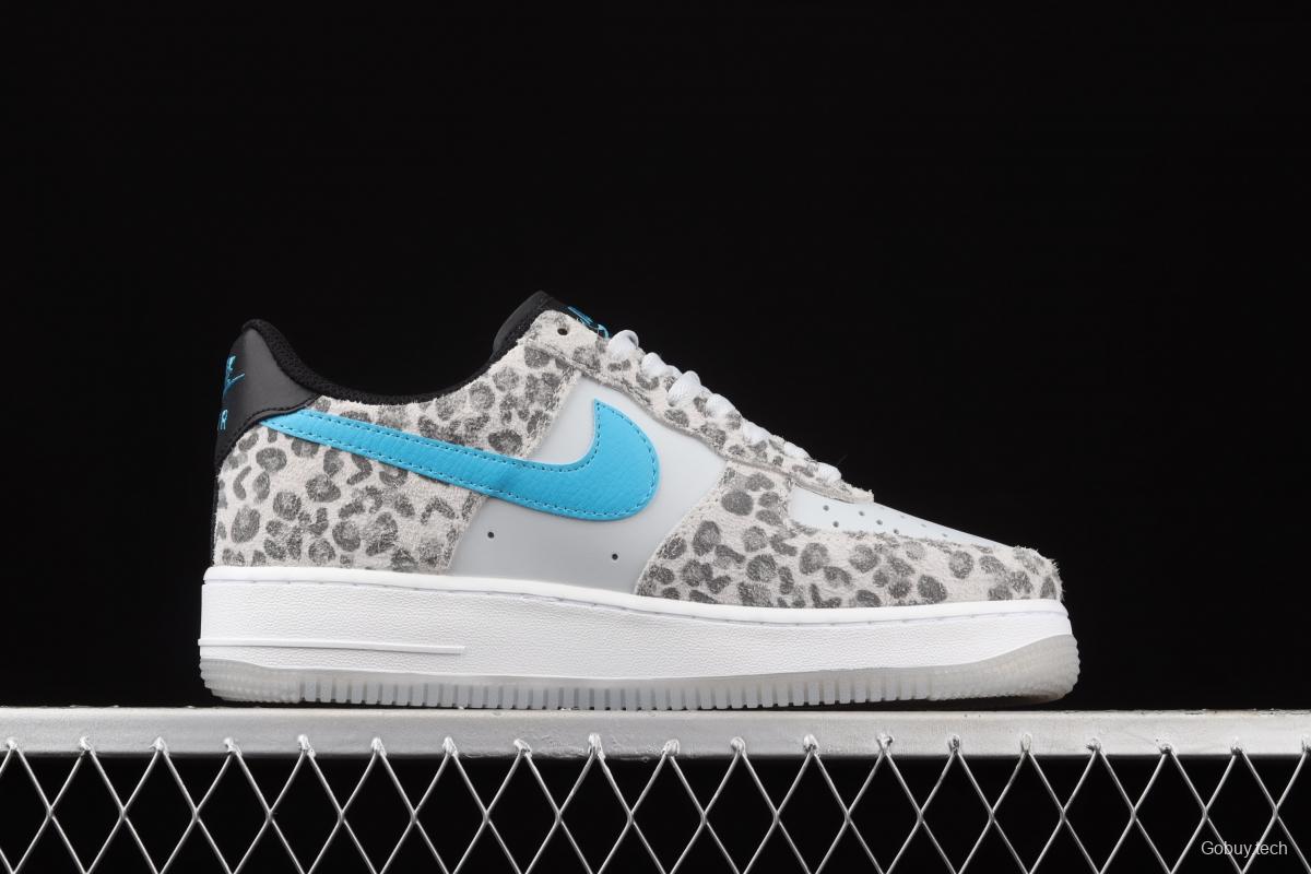 NIKE Air Force 1 Low Leopard gray, white and blue leopard print low-top casual board shoes DDJ6192-001