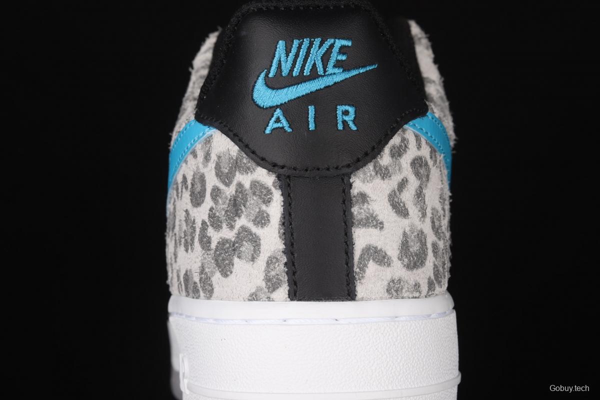 NIKE Air Force 1 Low Leopard gray, white and blue leopard print low-top casual board shoes DDJ6192-001