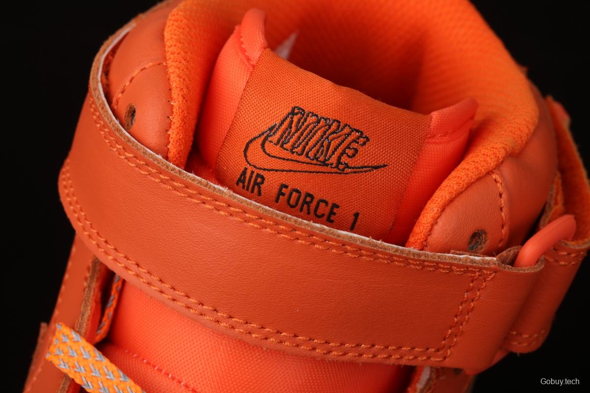 NIKE Air Force 1 Mid'07 Skeleton QS Halloween orange luminous skeleton limited casual board shoes CU8067-801