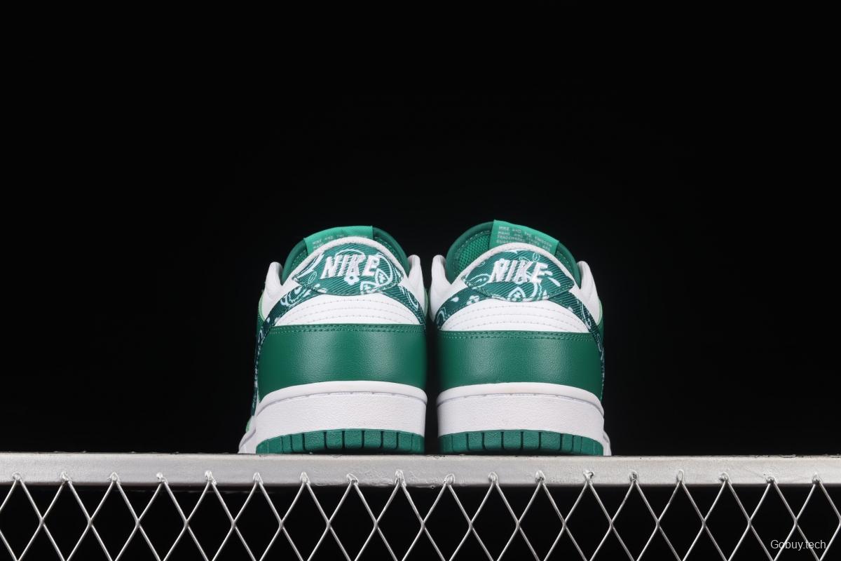 NIKE DUNK Low Green Paisley cashew nuts white and green SB buckle rebound fashion casual board shoes DH4401-102