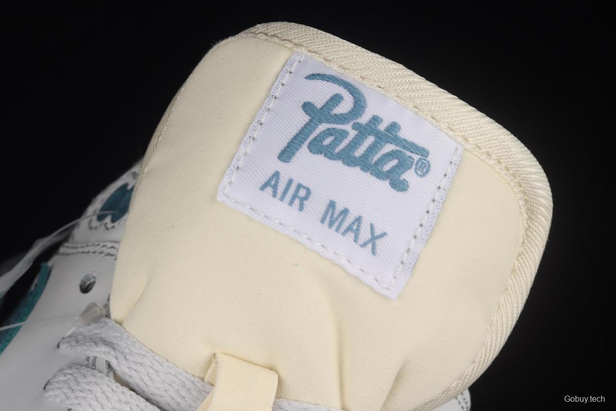 Patta x Nike Air Max 1 joint style suede spliced half-palm air cushion vintage running shoes DH1348-004