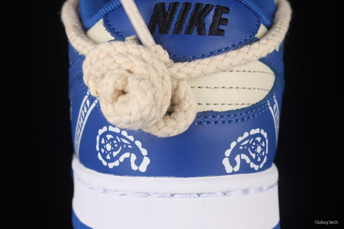 NIKE DUNK Low Retro beige lightning blue retro cashew flower deconstruction shoelace SB buckle shredded backboard fashion leisure board shoes DD1391-001