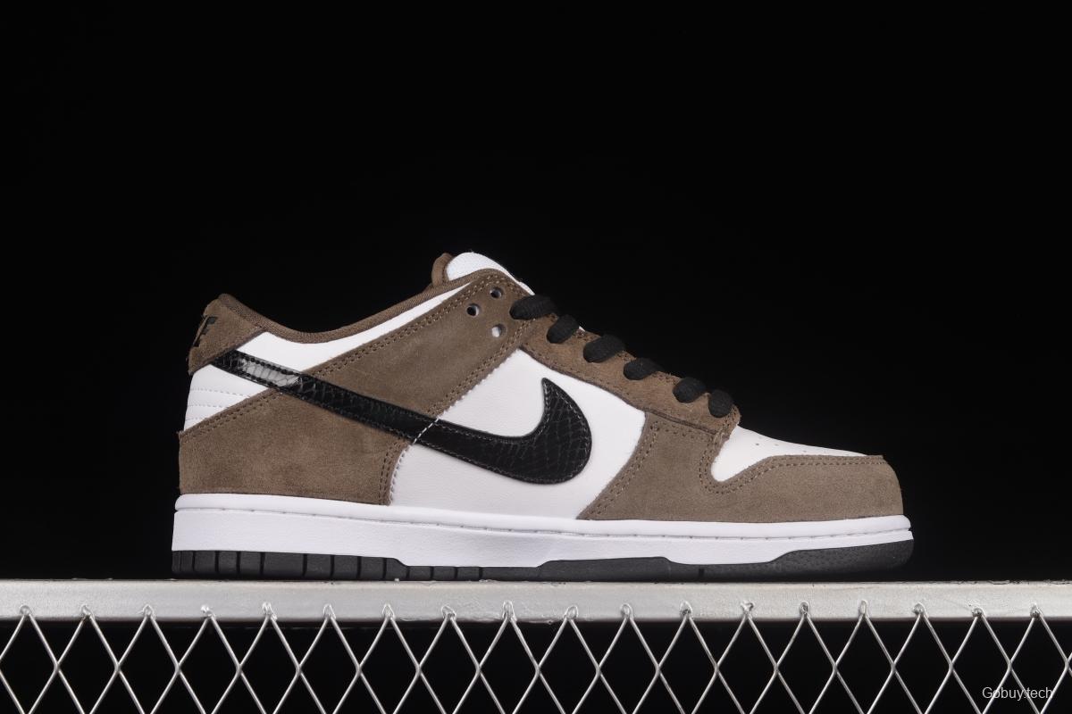 NIKE SB DUNK Low Pro Trail End Brown Furn Brown White Black Snake Print Dunk Series Low Top Casual Sports Skateboard Shoes 304292-102