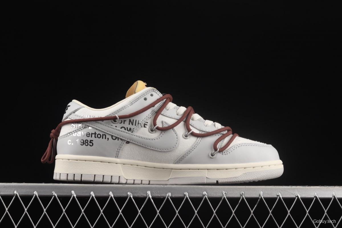 OFF-White x NIKE DUNK Low OW white gray leisure sports skateboard shoes DM1602-102