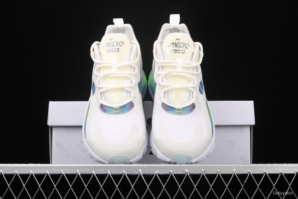 NIKE Air Max 270React 2020 new high-frequency net hollowing out function half-palm air cushion running shoes CT5064-100