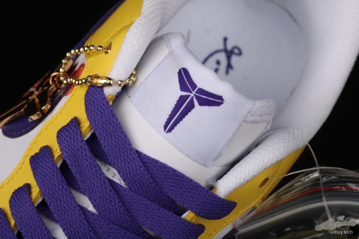 NIKE Air Force 1: 07 co-signed Kobe Bryant Lakers LA white and purple shoes with yellow color low-top casual shoes 315122-118