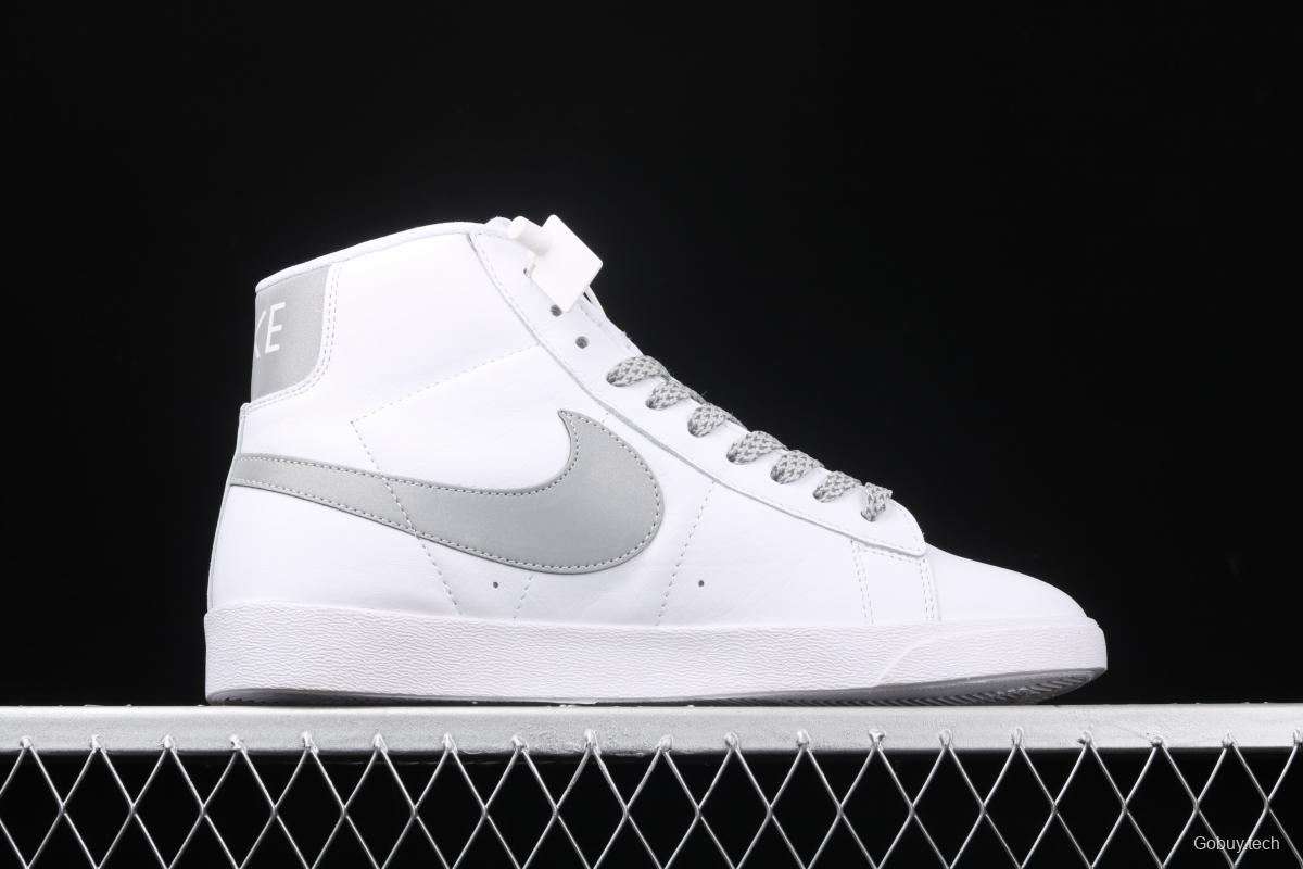 NIKE Blazer Retro Trail Blazers 3M reflective all-white high-top casual board shoes 845054-106