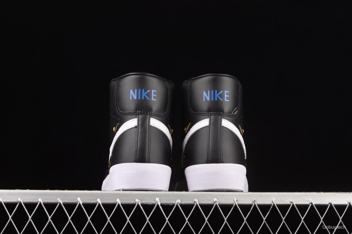 NIKE Blazer Mid'77 SE Chrome Luxe black-and-white gold standard Trail Blazers high-top casual board shoes CZ4627-001