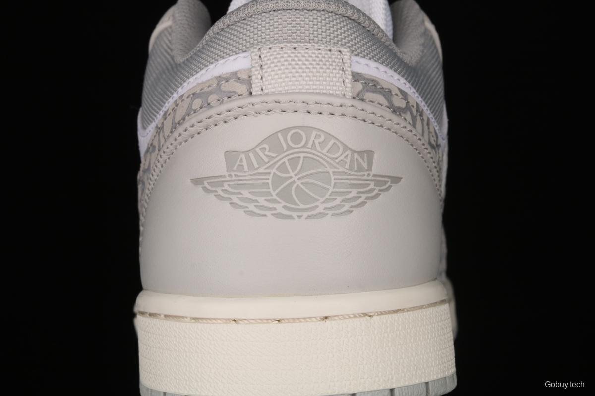 Air Jordan 1 Low Prm Elephant Print low side white ash explosion crack DH4269-100