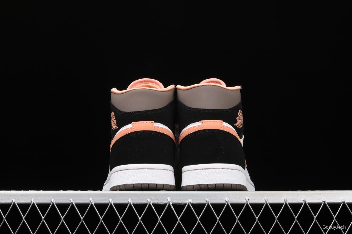 Air Jordan 1 Mid black pink peach goddess festival basketball shoes DH0210-100