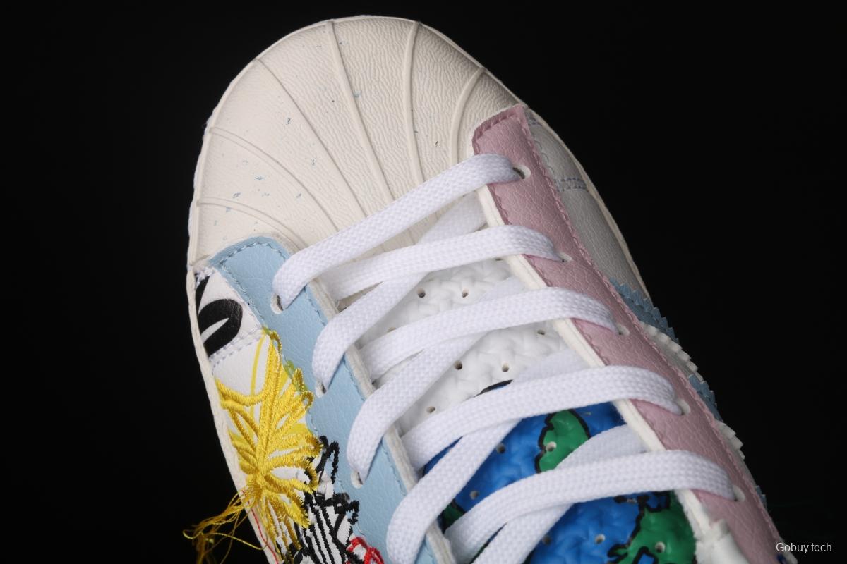 Adidas x Sean Wotherspoon SW FZ4724 shell head co-named Song Yanfei embroidered small flower board shoes