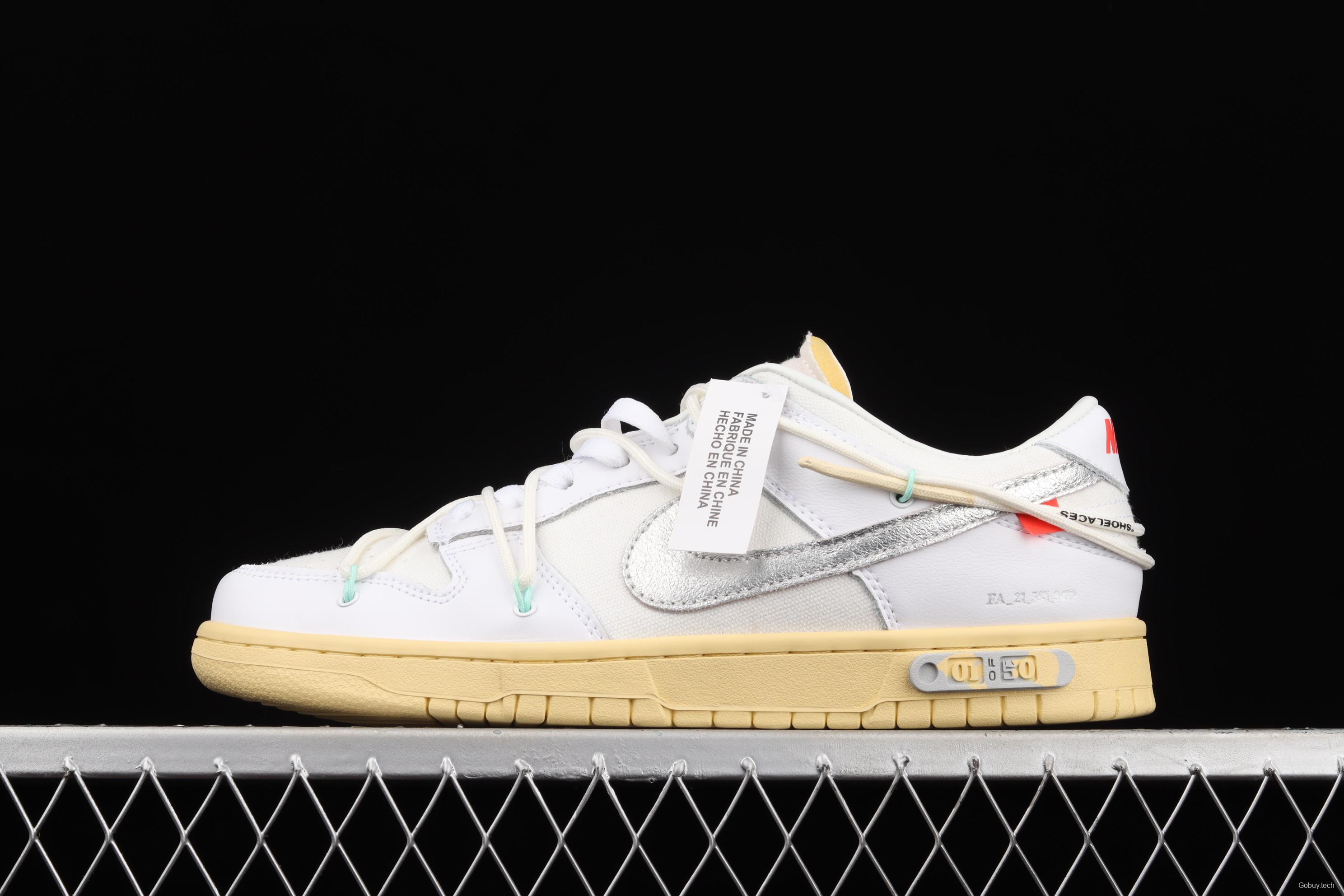 OFF-White x NIKE DUNK Low 04 of 50 OW white gray leisure sports skateboard shoes DM1602-127,