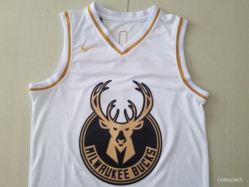 Giannis Antetokounmpo 34 White Golden Edition Jersey