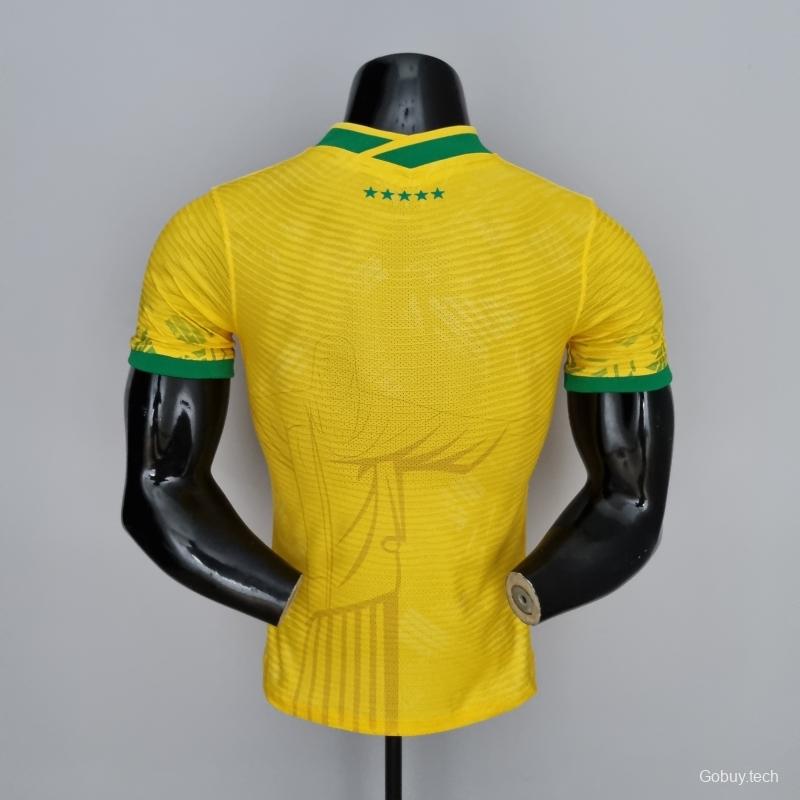 2022 Brazil Player Version Classic Yellow Soccer Jersey