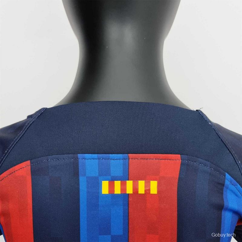 22-23 Barcelona Home Kids Kit Soccer Jersey