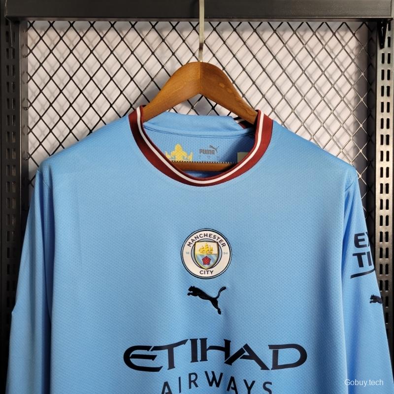 22/23 Manchester City Home Long Sleeve Soccer Jersey