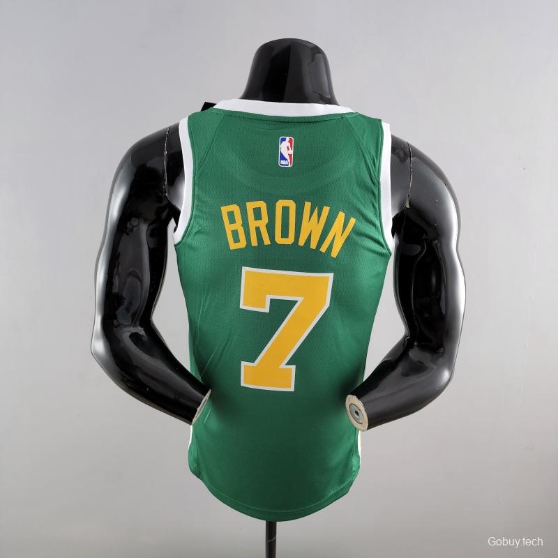 Boston Celtics BROWN#7 Green Gold NBA Jersey