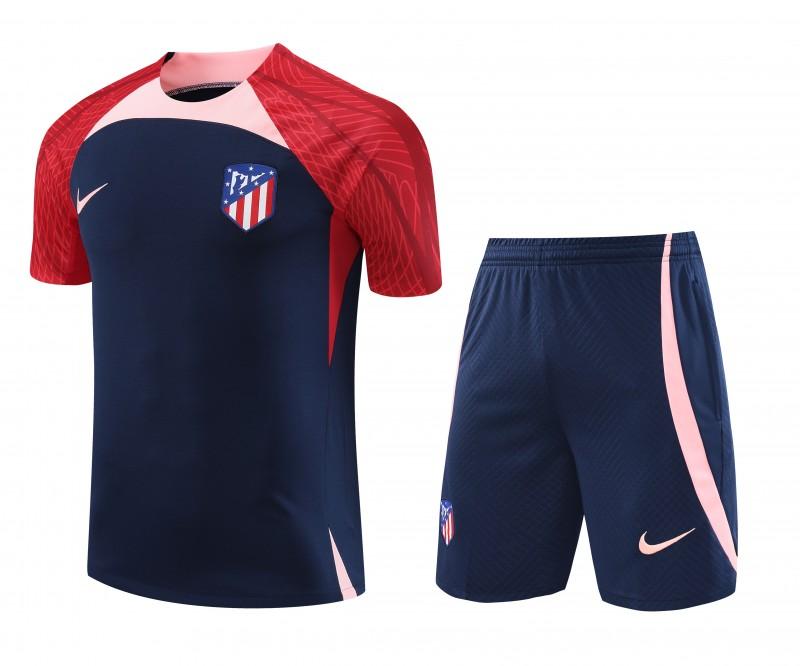 23-24 Atletico Madrid Navy Red Short Sleeve+Shorts