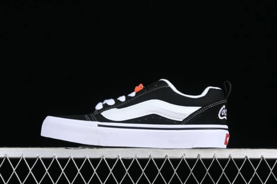 Vans Classics Knu Skool Coca-Cola Collaboration Black White Embroidery Chunky Tongue Sneakers - VN0009QC6BTI