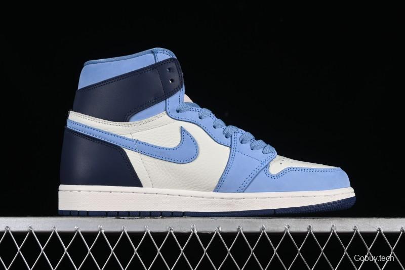 Nike Air Jordan 1 High OG "First in Flight" Basketball Shoes with UNC Blue and Yellow Accents - FD2596-400