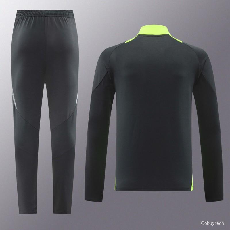 2024 Adidas Deep Grey Half Zipper Jacket +Long Pants