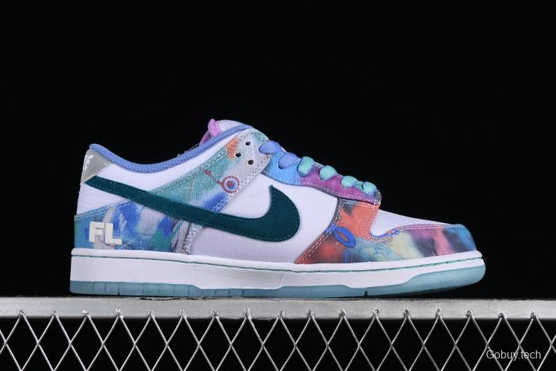Nike Futura x Dunk Low Pro SB Casual Skate Shoes with Tie-Dye Pattern - HF6061-400