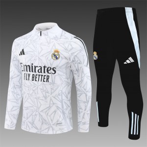 24/25 Real Madrid White Special Half Zipper Jacket+Long Pants