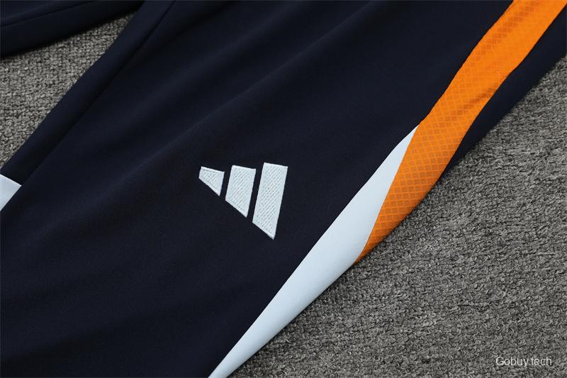 24/25 Real Madrid White/Navy/Orange Half Zipper Jacket+Long Pants