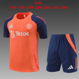 24/25 Kids Manchester United Orange Short Sleeve Jersey+Shorts