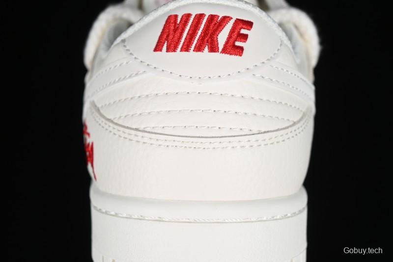 Stussy x Nike SB Dunk Low Anniversary Custom Retro Sneakers with Original S Titanium Accessory - SJ2068-259