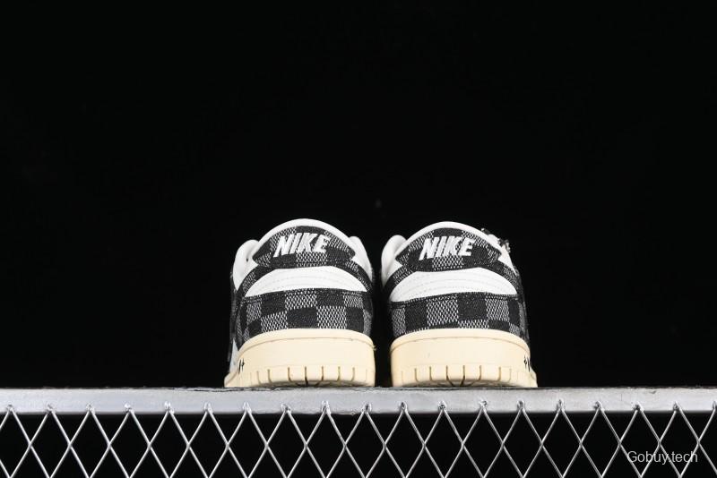 Nike SB Dunk Low LV Collaboration - Black Checkerboard Anniversary Custom Low-Top Casual Skate Shoes - XB3802-353