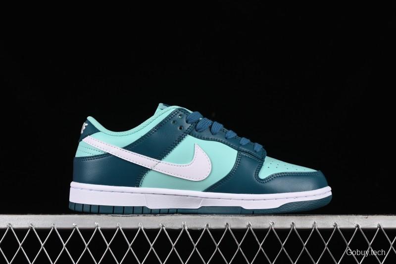 Nike Dunk Low SB Skateboarding Shoes in White and Geode Teal - DD1503-301