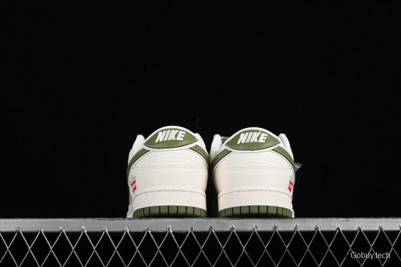 Nike SB Dunk Low x Supreme Stone Island Collaboration Beige Green Starry Sky Anniversary High-End Custom Low-Top Casual Skate Shoes - BB9866-004
