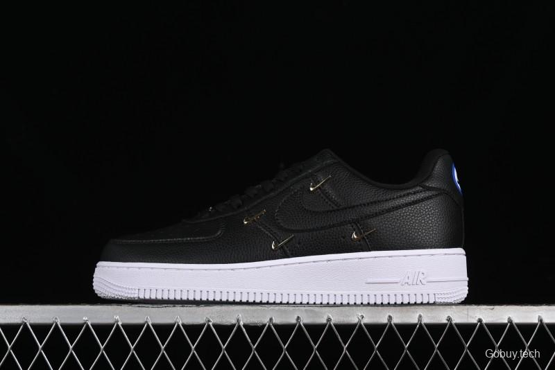 Nike Air Force 1 '07 Low Black Gold Swoosh Casual Sneakers - CT1990-001