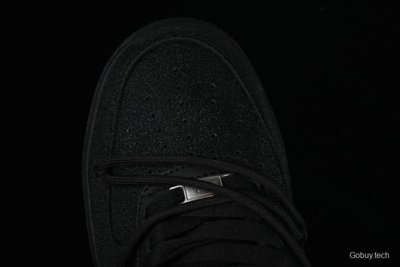 Nike Air Force 1 '07 Low Cleanfit High Street Retro Style All Black Star-Studded Diamond Accents Lace-Up Low-Top Casual Sneakers - ZH0316-030