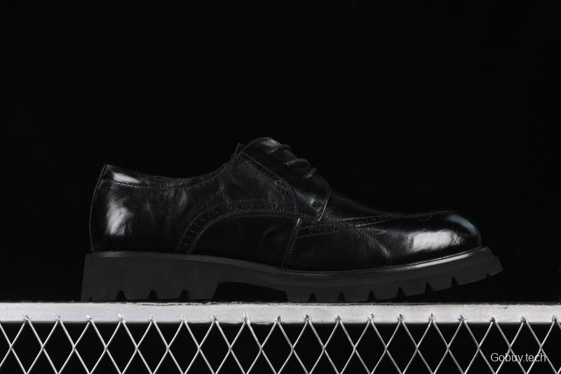 Ecco Block Brogue Business Derby Round Toe Genuine Leather Dress Shoes - 63667201001