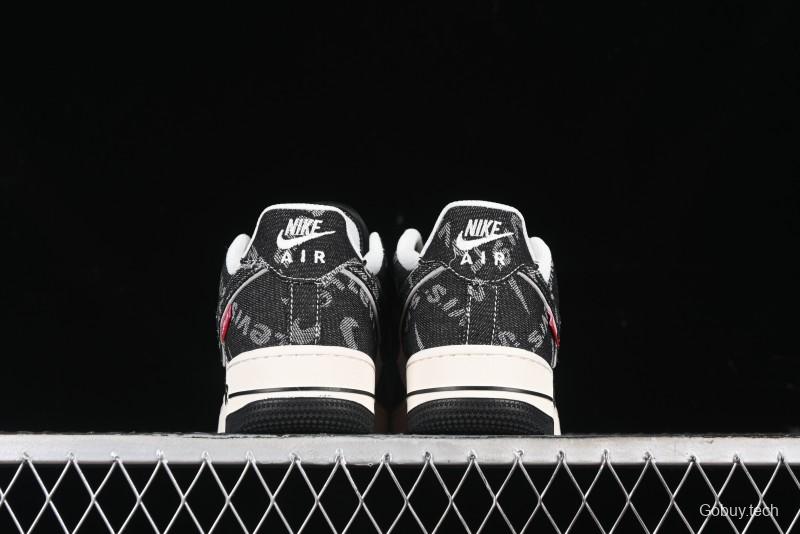 Nike Air Force 1 '07 Low Levi's Collaboration Double Swoosh Beige Black Casual Sneakers - SJ6698-001