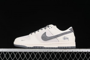 Nike SB Dunk Low Stussy Collaboration - Off White Grey Pig Anniversary Custom Low-Top Casual Skate Shoes - XX2025-888
