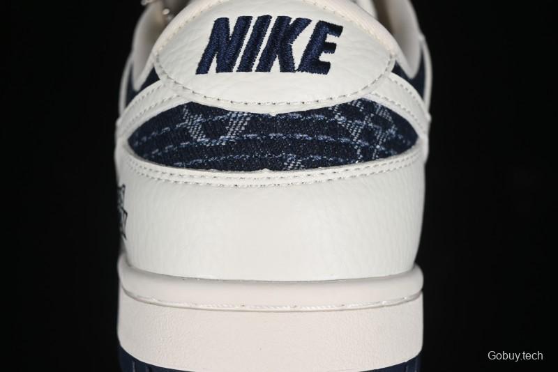 Nike SB Dunk Low LV Collaboration - Light Blue Denim Print Anniversary High-End Custom Low-Top Casual Skate Shoes - XB3802-359
