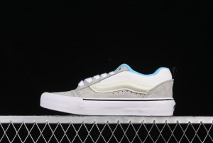 Vans Knu Skool Low-Top Retro Casual Vulcanized Slip-On Shoes in Grey Blue - VN000D6CCCZ