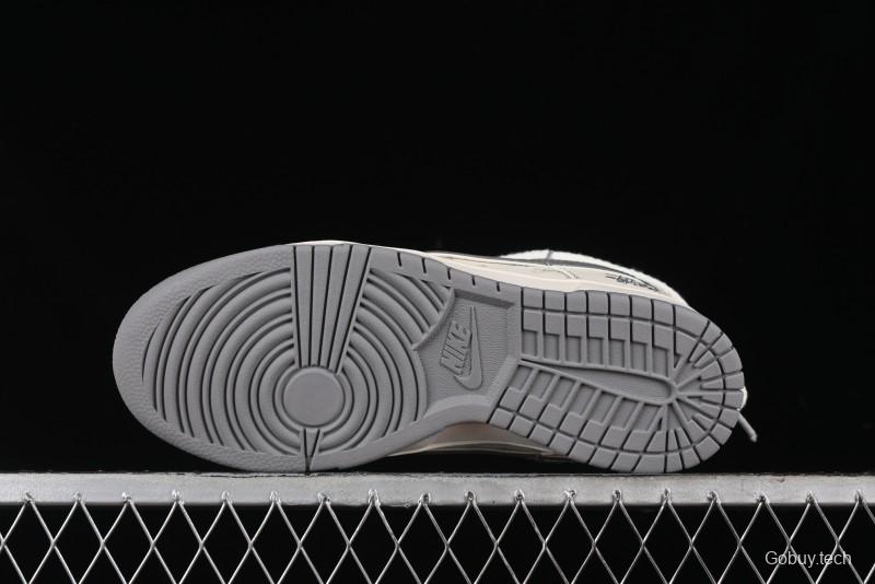 Nike SB Dunk Low Stussy Bandana Grey Check Anniversary Custom Low-Top Casual Skate Shoes - SJ2068-310