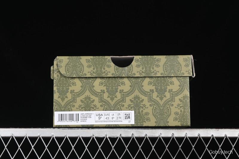 Nike Travis Scott x Fragment Design x Air Jordan 1 Low OG SP AJ1 Gucci Collaboration - Black Dragonfly Low-top Casual Sneakers - SJ2068-139