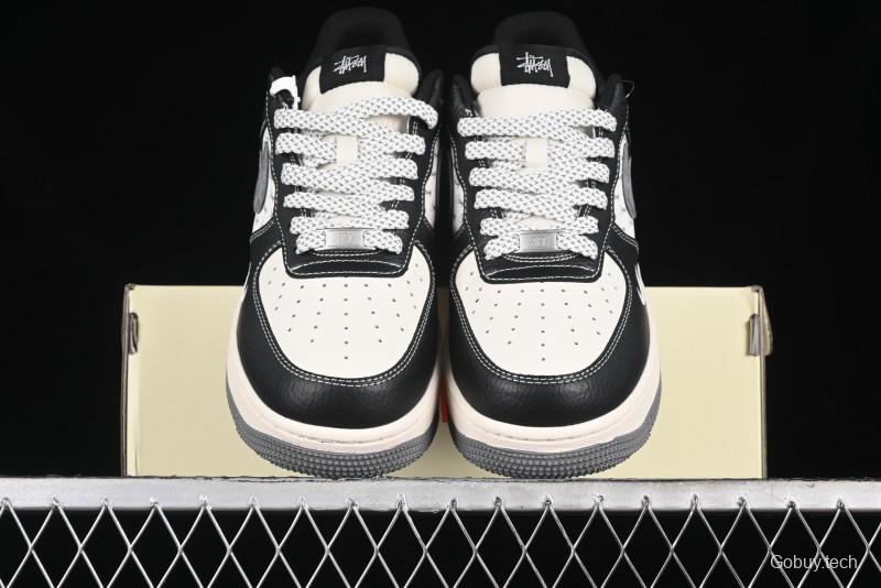 Nike Air Force 1 '07 Low Stussy Collaboration - Black Grey Casual Sneakers - XZ3328-566