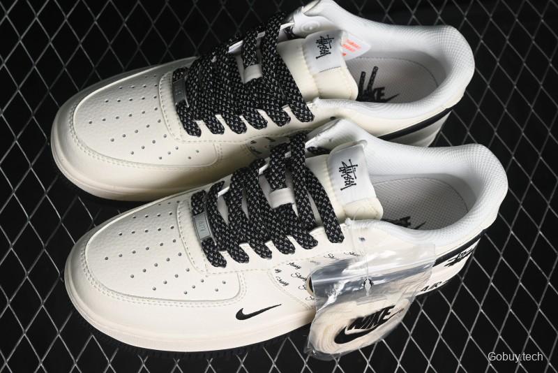 Nike Air Force 1 '07 Low Stussy Collaboration - Black Sail Metallic Silver - XZ3328-506