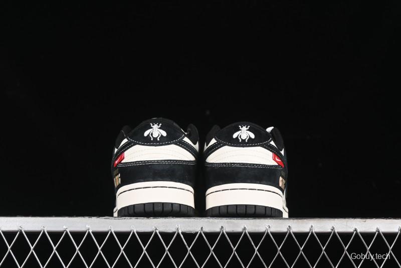Nike SB Dunk Low Gucci Collaboration - Small Bee Series Black Hook Anniversary High-End Custom Low-Top Casual Sneakers - MM1089-030