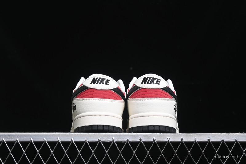 Nike SB Dunk Low Stussy Collaboration - Beige Black Swoosh Silver Edge Anniversary High-End Custom Low-Top Casual Sneakers - XX3168-306
