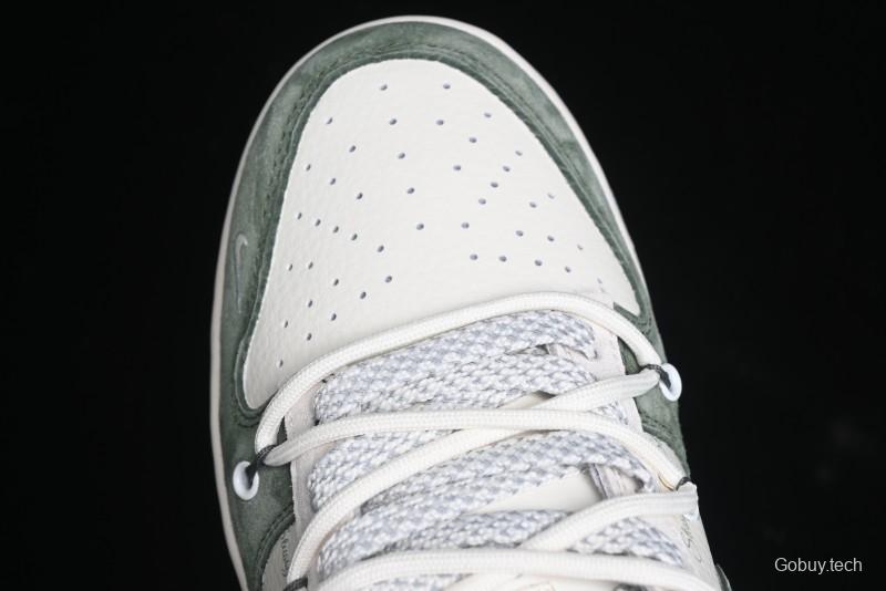 Nike SB Dunk Low Stussy Collaboration - Patina Green Lace-Up Anniversary Custom Low-Top Casual Skate Shoes - XS1186-105