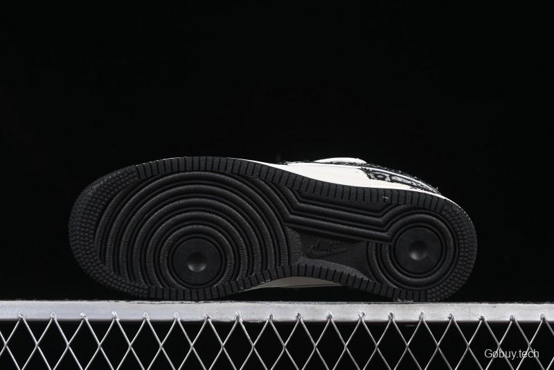Nike Air Force 1 '07 Low Dior Collaboration Black Pattern Drawstring Casual Sneakers - SJ1198-106