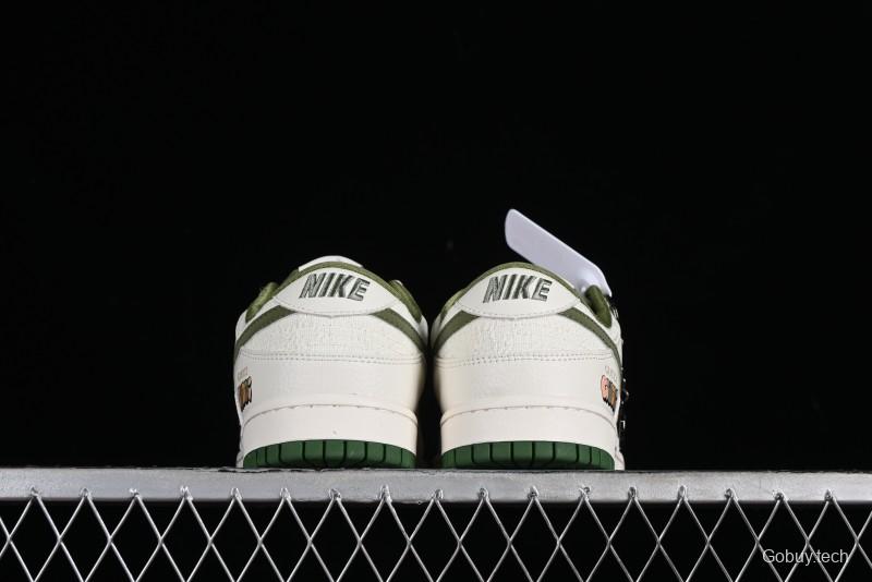 Nike SB Dunk Low Gucci Collaboration - Beige Green Woven Fabric Anniversary High-End Custom Low-Top Casual Skate Shoes - DQ1098-368